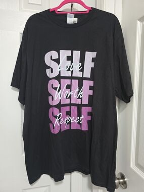 Amazon Black Short-Sleeve Tee with Pink Ombre "SELF" Graphic